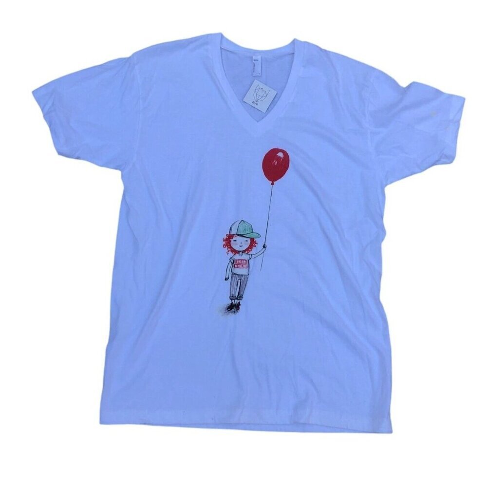 AMERICAN APPAREL x GEO FOX Girl with Red Balloon T Shirt LG Unisex Adult Tee​​